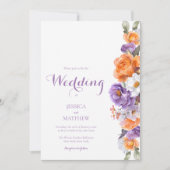 Invitation Aquarelle violette Floral Élégant Fleurs Mariage (Devant)
