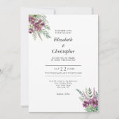 Invitation Aquarelle violette Floral Élégant Mariage moderne (Devant)