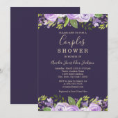 Invitation Aquarelle violette Floral Mariage Couples Douche (Devant / Derrière)