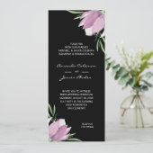 Invitation Aquarelle violette Florale Mariage noir (Debout devant)