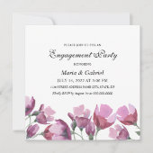 Invitation Aquarelle violette Flower. Fête de fiançailles flo (Devant)