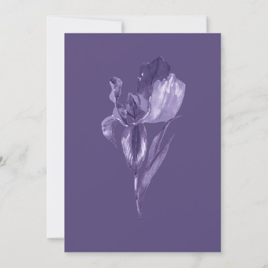 Invitation Aquarelle violette Iris Mariage végétal (Dos)