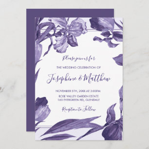 Invitation Aquarelle violette Iris Mariage végétal
