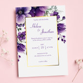 Invitation Aquarelle violette Jardin floral élégant Mariage