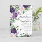 Invitation Aquarelle violette Lavande Fête des mariées floral (Debout devant)