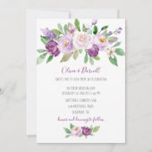 Invitation Aquarelle violette Lavande Mariage Floral (Devant)