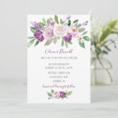 Invitation Aquarelle violette Lavande Mariage Floral (Debout devant)