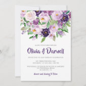 Invitation Aquarelle violette Lavande Mariage Floral (Devant)