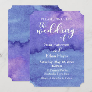 Invitation Aquarelle violette "Le Mariage De" Typographie
