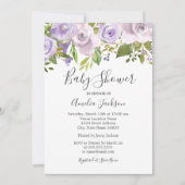Invitation Aquarelle violette Lilac Baby shower Floral (Devant)