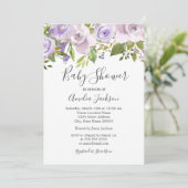 Invitation Aquarelle violette Lilac Baby shower Floral (Debout devant)