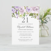 Invitation Aquarelle violette Lilac Floral 21e anniversaire (Debout devant)