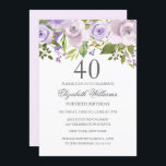 Invitation Aquarelle violette Lilac Floral 40e anniversaire<br><div class="desc">Invitations florales plus élégantes dans le Little Bayleigh Store!</div>
