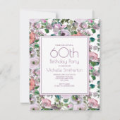 Invitation Aquarelle violette Lilac Floral 60e anniversaire (Devant)
