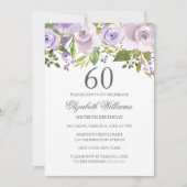 Invitation Aquarelle violette Lilac Floral 60e anniversaire (Devant)