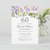 Invitation Aquarelle violette Lilac Floral 60e anniversaire (Debout devant)