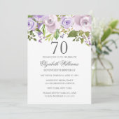 Invitation Aquarelle violette Lilac Floral 70e anniversaire (Debout devant)