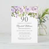 Invitation Aquarelle violette Lilac Floral 90e anniversaire (Debout devant)