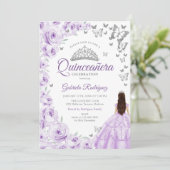 Invitation Aquarelle violette Lilac Quinceanera (Debout devant)