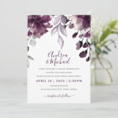 Invitation Aquarelle violette Mariage de bouquet floral (Debout devant)