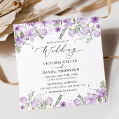 Invitation Aquarelle violette moderne Mariage Floral