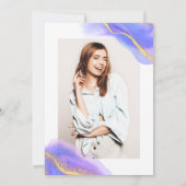 Invitation Aquarelle violette or parties scintillant photo Sw (Dos)