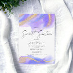 Invitation Aquarelle violette or parties scintillant photo Sw<br><div class="desc">Chic violet aquarelle or parties scintillant photo Sweet 16 anniversaire fête,  avec un script chic calligraphie . Ajoutez votre photo à l'arrière. Contactez-moi pour changer la police principale.</div>