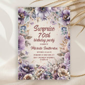 Invitation Aquarelle violette Papillons floraux Surprise 70e