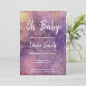 Invitation Aquarelle violette peinte à la main Baby shower Ga (Debout devant)