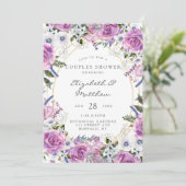 Invitation Aquarelle violette Peony Gold Couples Douche (Debout devant)