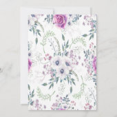 Invitation Aquarelle violette Peony Gold Couples Douche (Dos)