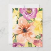 Invitation Aquarelle violette rose jaune 75e anniversaire (Dos)