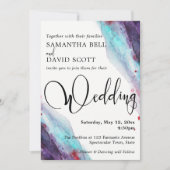 Invitation Aquarelle violette rouge Aqua Mariage moderne 2 (Devant)
