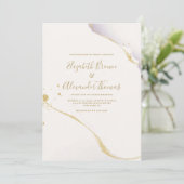 Invitation Aquarelle violette simple et mariage parties scint (Debout devant)