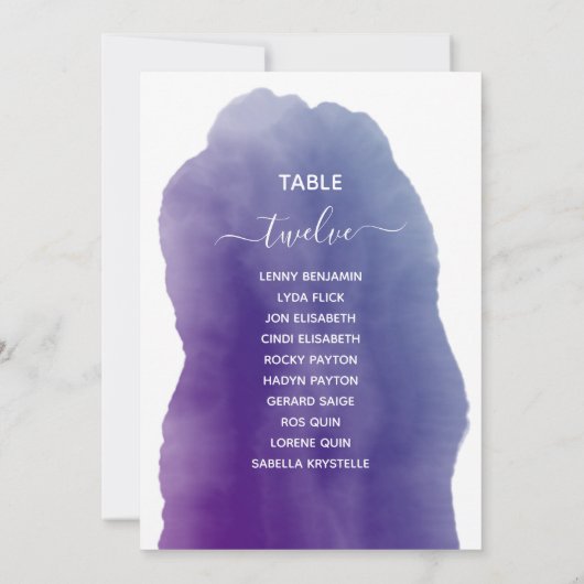 Invitation Aquarelle violette Tableau Numéro de siège (Dos)
