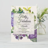 Invitation Aquarelle violette Vins floraux 40e anniversaire (Debout devant)