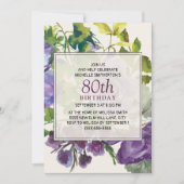 Invitation Aquarelle violette Vins floraux 80e anniversaire (Devant)