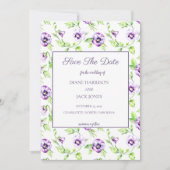 Invitation Aquarelle Violettes Sauvées pour la Date (Devant)