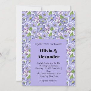 Invitation Aquarelle violettes violettes et motif floral