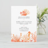 Invitation Aquarelle Vivant Corail sous la mer Anniversaire (Debout devant)