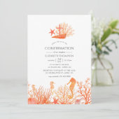 Invitation Aquarelle Vivant Corail sous la mer Confirmation (Debout devant)