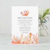 Invitation Aquarelle Vivant Corail sous le Bat mitzvah de la (Debout devant)