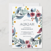 Invitation Aquarelle vive de la couronne florale Aqiqah (Devant)