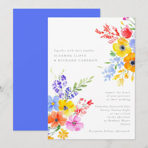 Invitation Aquarelle vive et gras Mariage floral