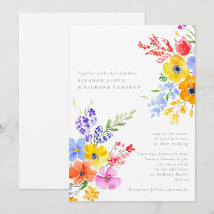 Invitation Aquarelle vive et gras Mariage floral