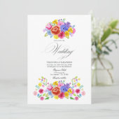 Invitation Aquarelle vive Floral Fiesta Design Mariage (Debout devant)