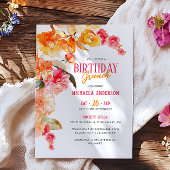 Invitation Aquarelle vive Florale Anniversaire Brunch/Déjeune