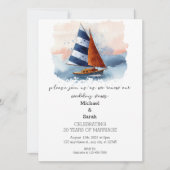 Invitation Aquarelle Voilier Mariage Vow Renouvellement (Devant)