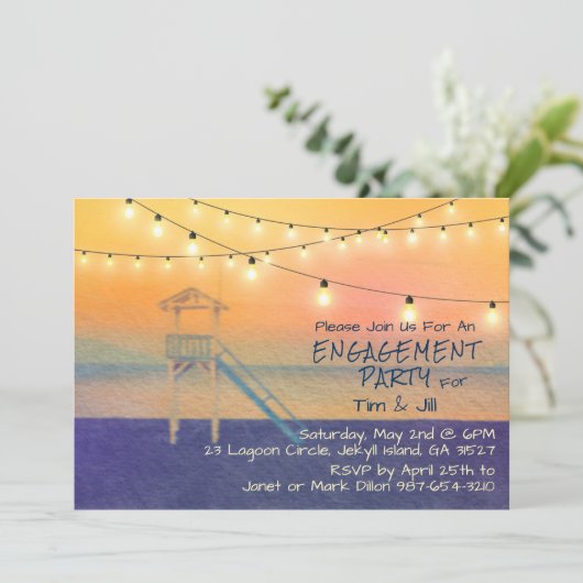 Invitation Aquarelle Vue Plage (Debout devant)