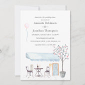 Invitation Aquarelle Wedding shower à thème Paris (Devant)